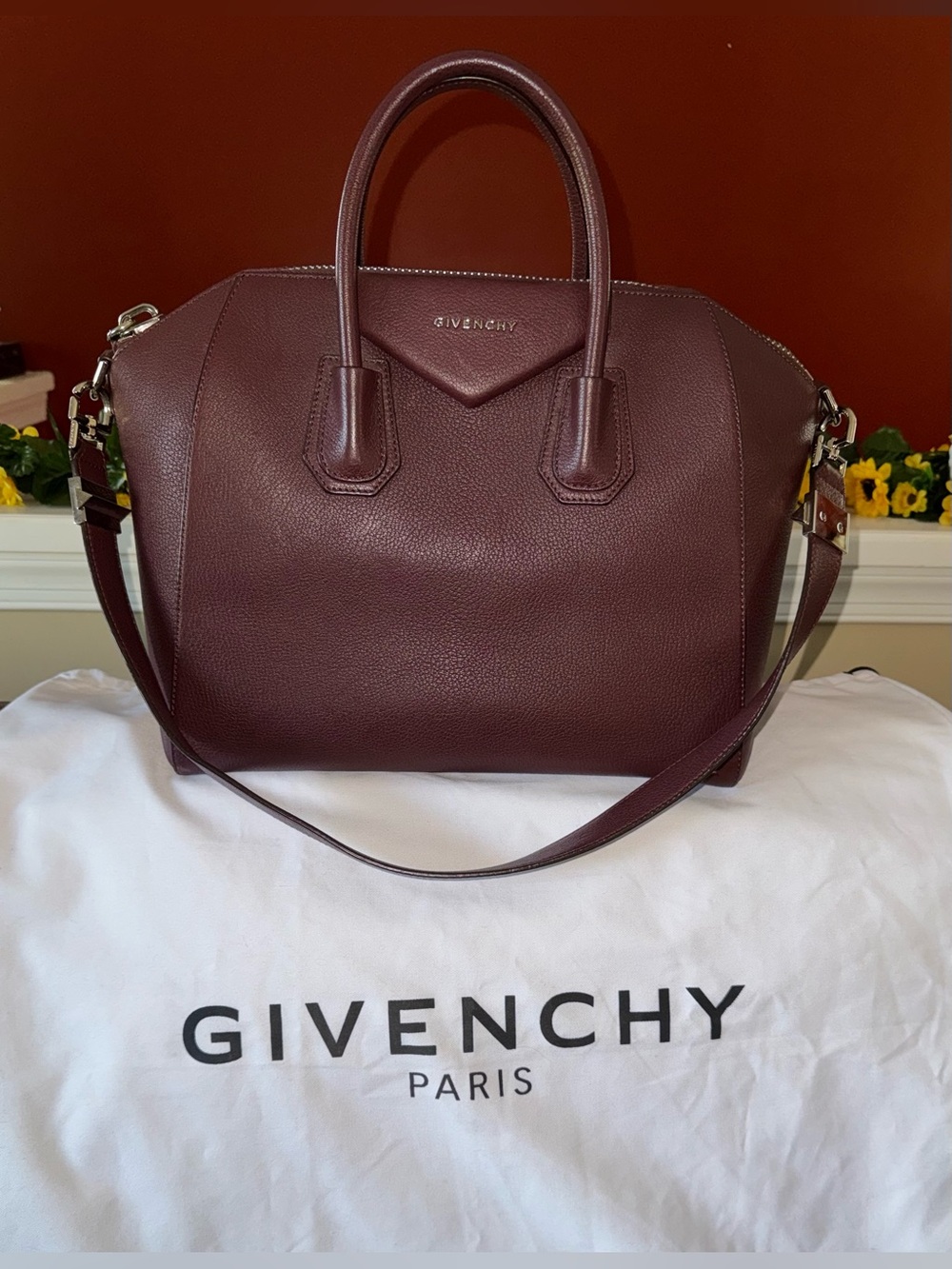 Givenchy Medium Antigona Bag in Oxblood Grained Leather